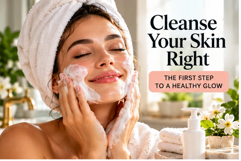 Gentle cleansing step in a skincare routine