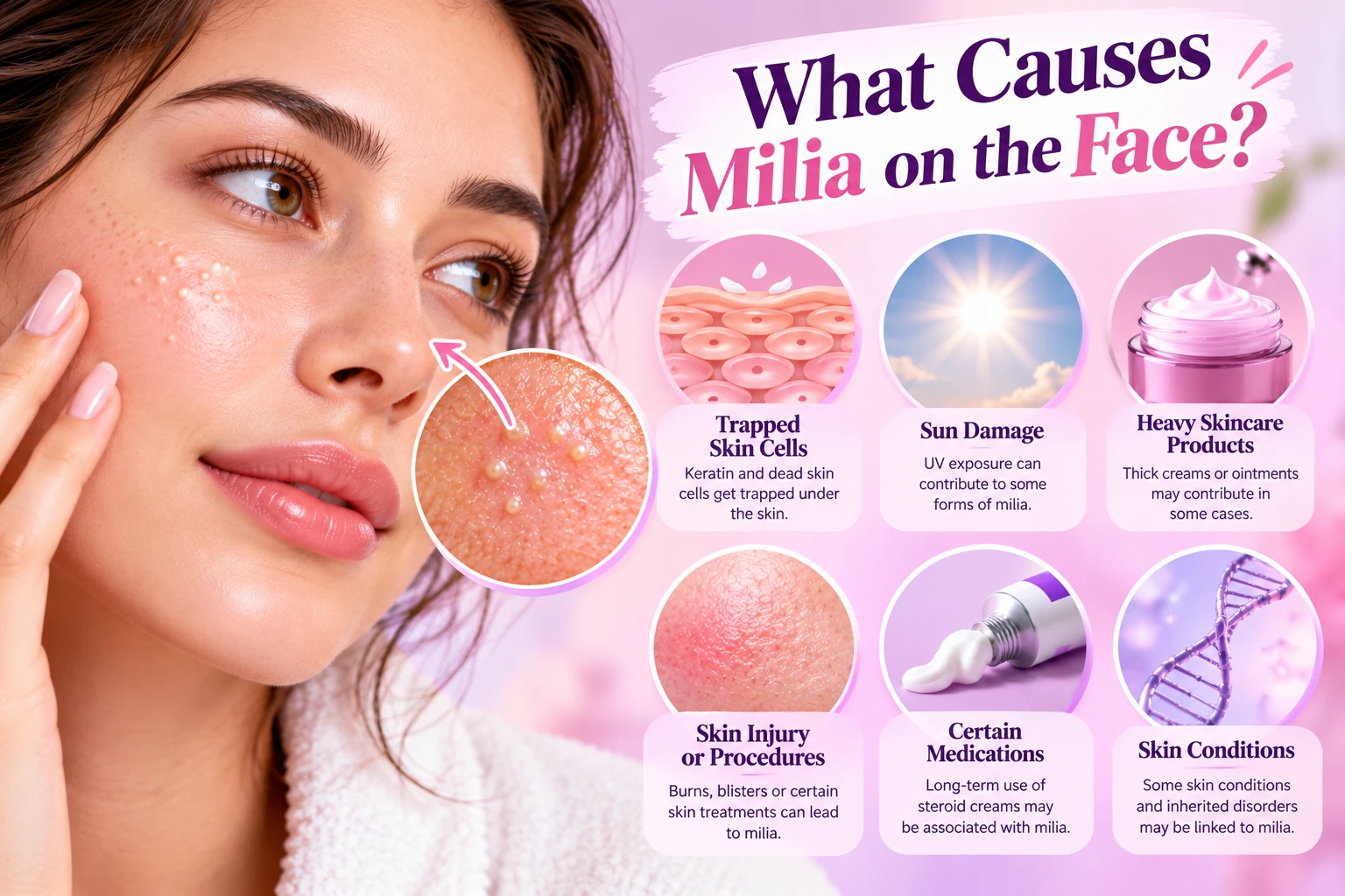 Common factors associated with milia on the face