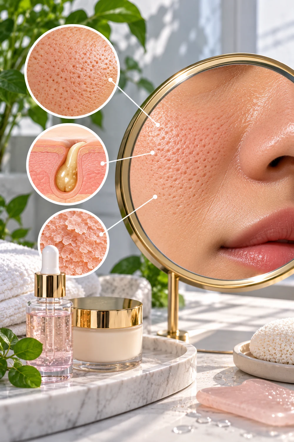 Skincare products selected for a simple pore-care routine