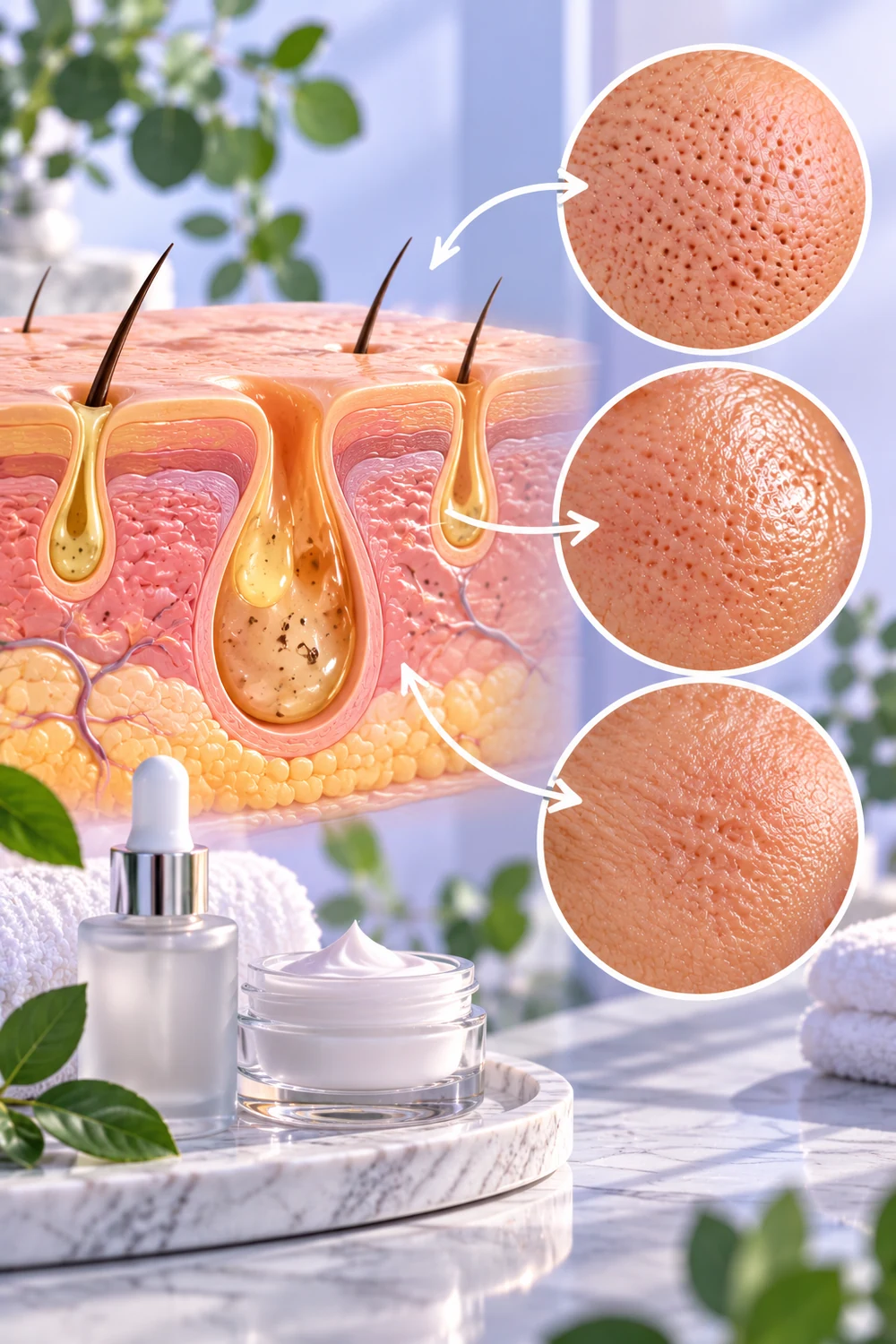 Daily skincare products arranged for a simple cleansing and moisturizing routine