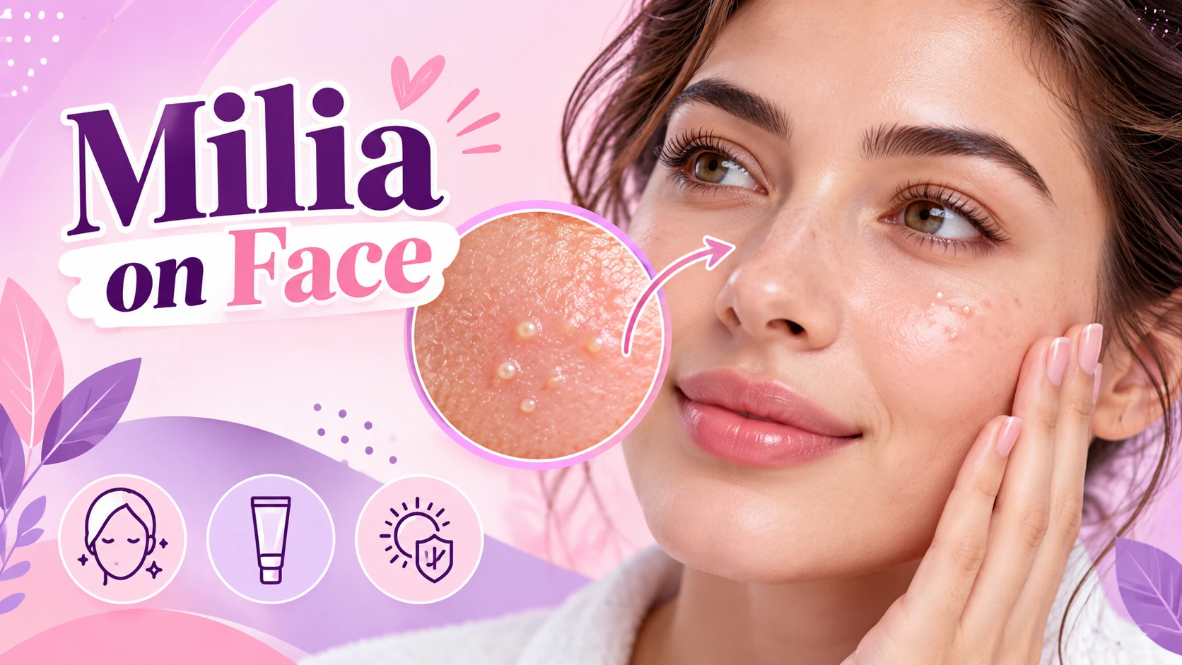 Milia on face with tiny white bumps on the cheek